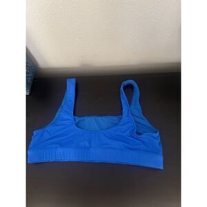 Skims Swim Bikini Top 3X Blue Scoop Neck Wireless Plus Size Swimwear